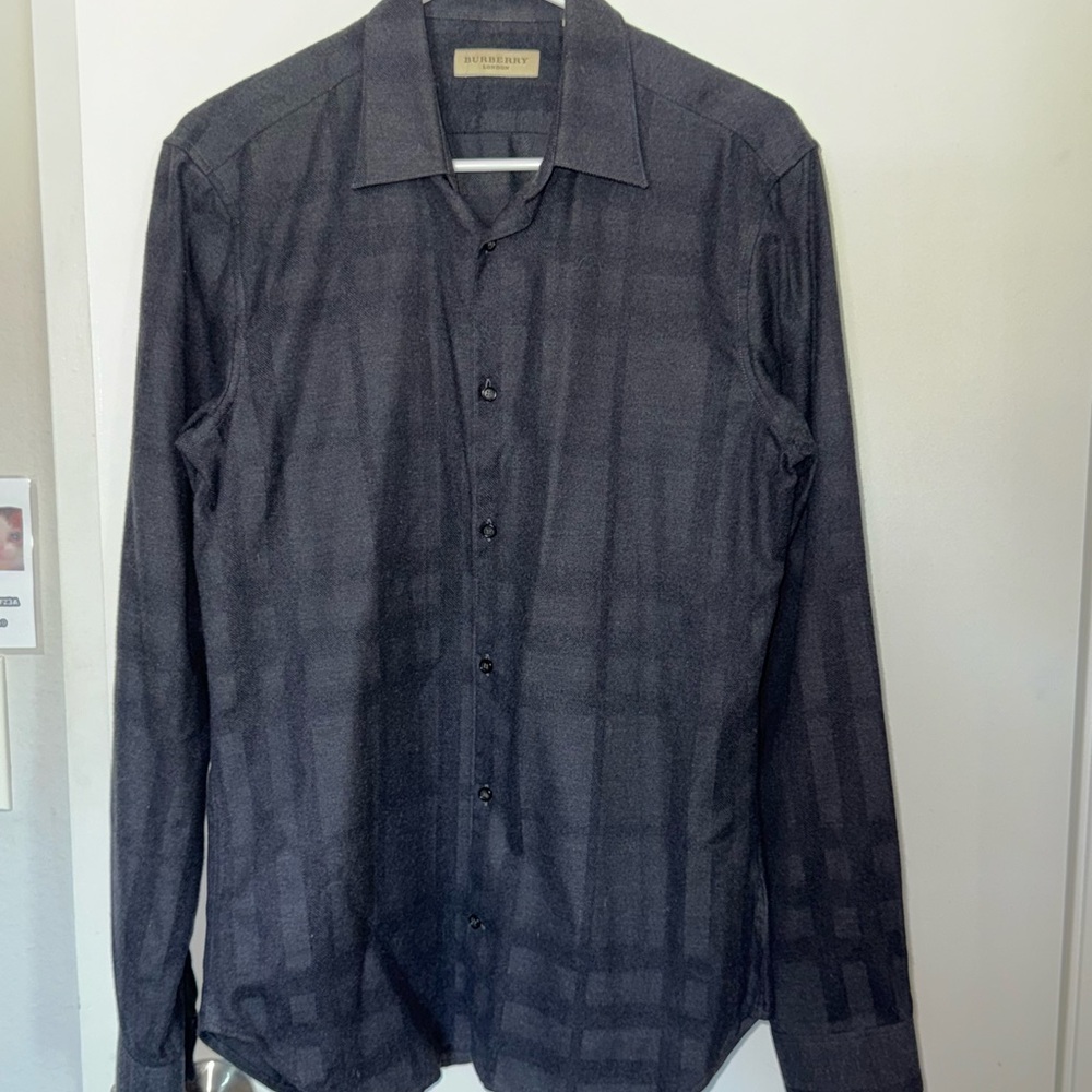 Burberry Dark Gray Check Dress Shirt